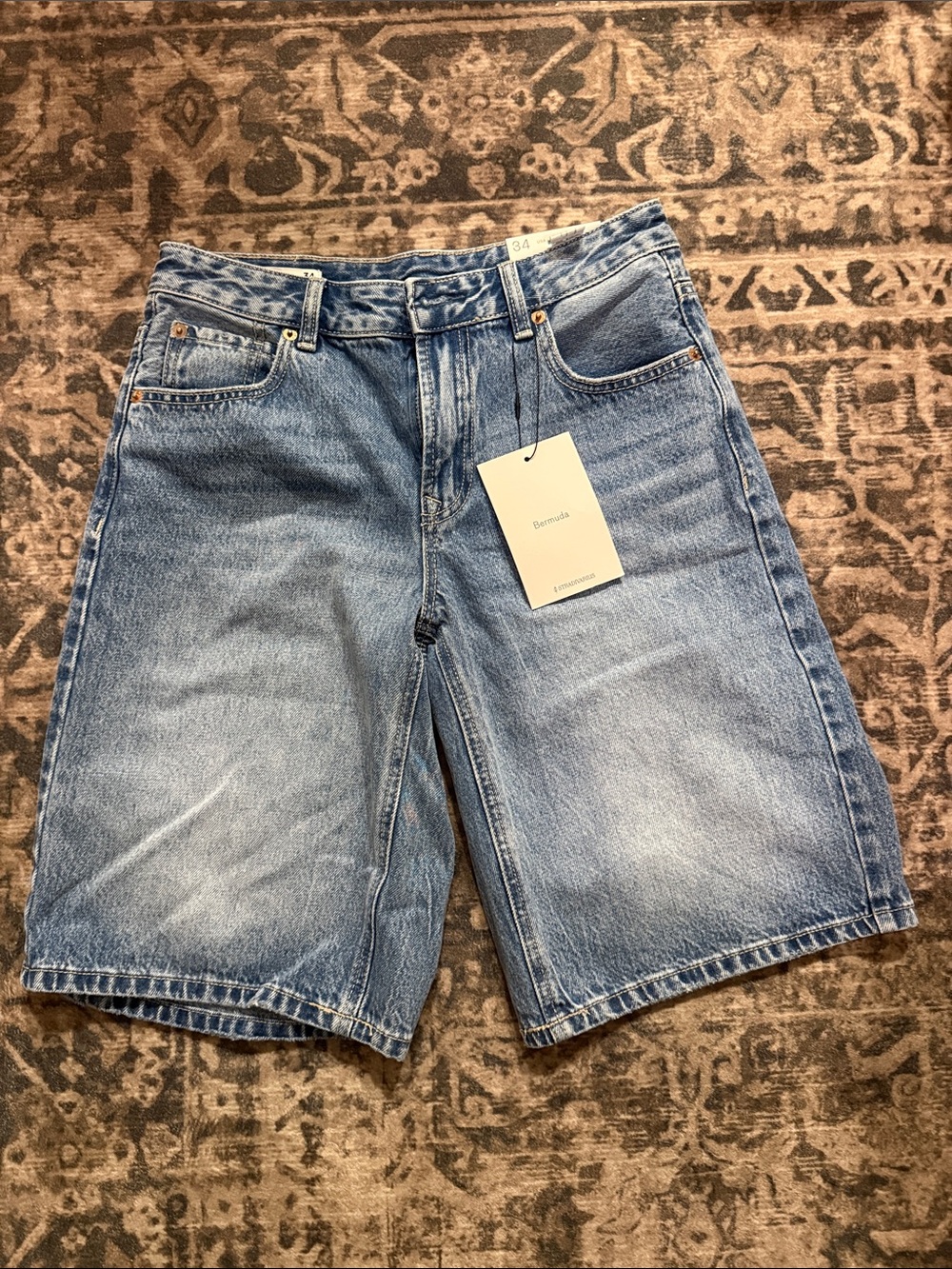 Stradivarius Baggy Denim Bermuda Shorts